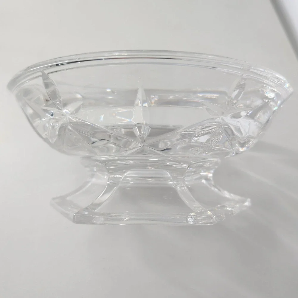 Gorham Lady Anne Crystal Vintage Pedestal Bowl Hexagon Footed Centerpiece 8.5in
